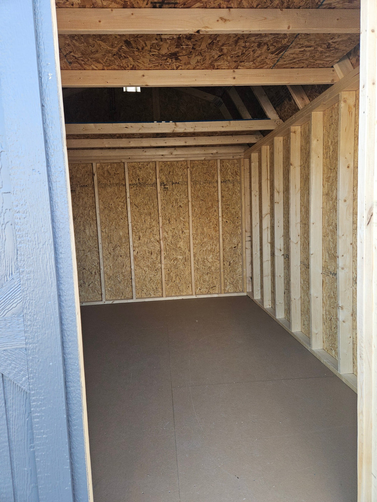 10x12 Lofted Barn in stock at Old Hickory Buildings of Erin (interior)