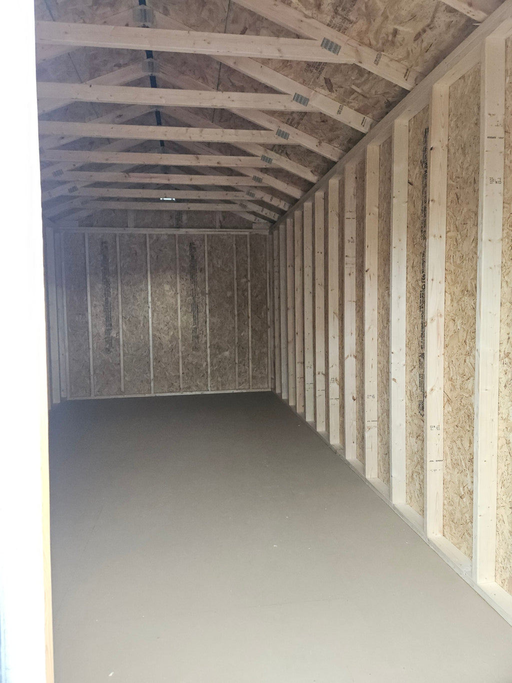 10x20 Utility Shed in stock at Old Hickory Buildings of Erin (interior)