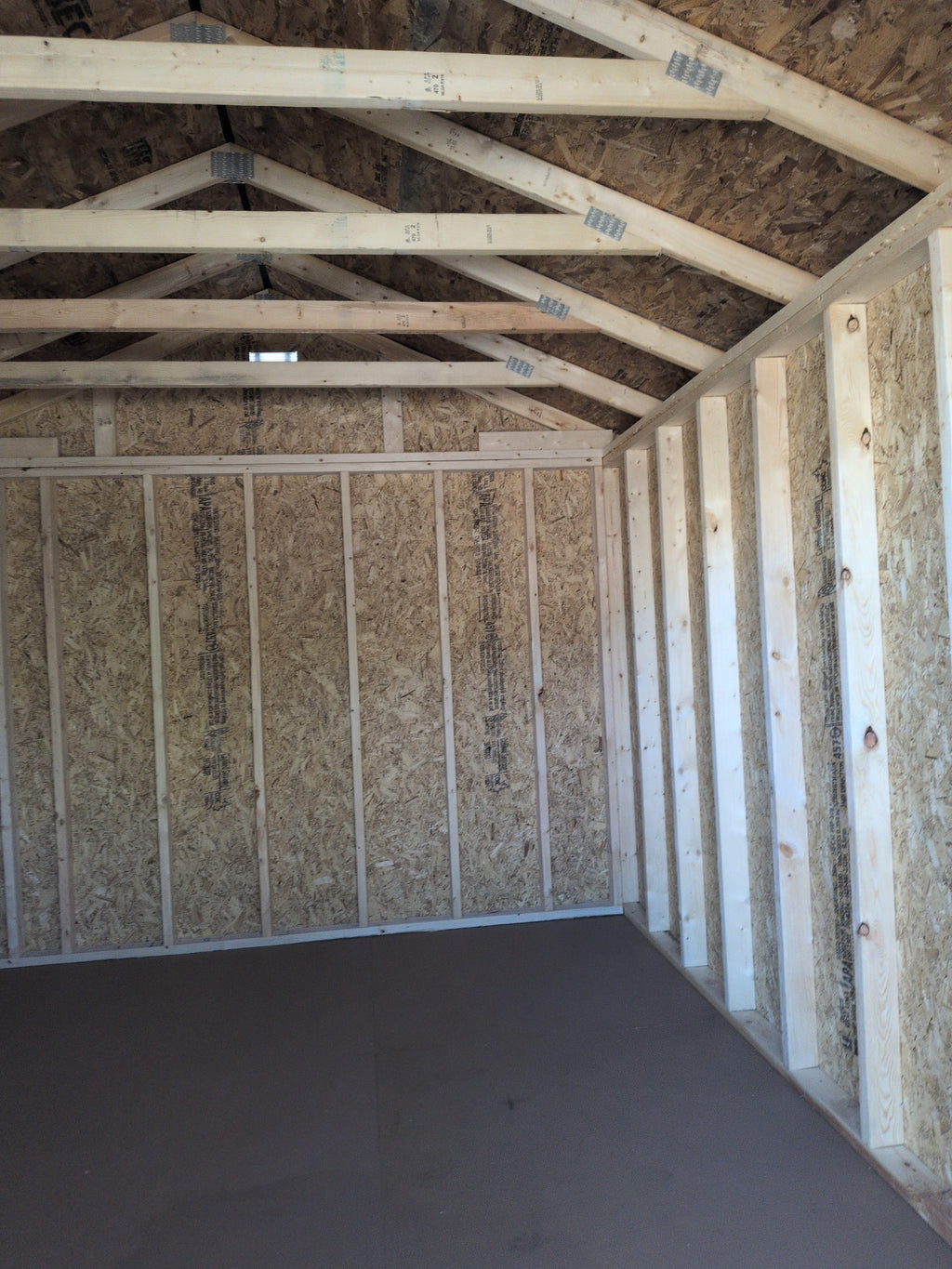 10x12 Utility Shed in stock at Old Hickory Buildings of Erin (interior)