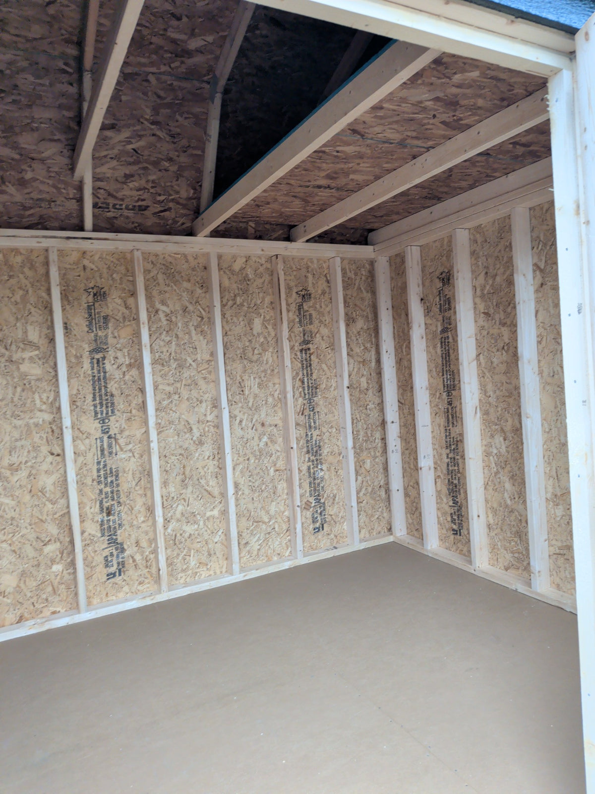 8x12 Lofted Barn in stock at Old Hickory Buildings of Erin (interior)